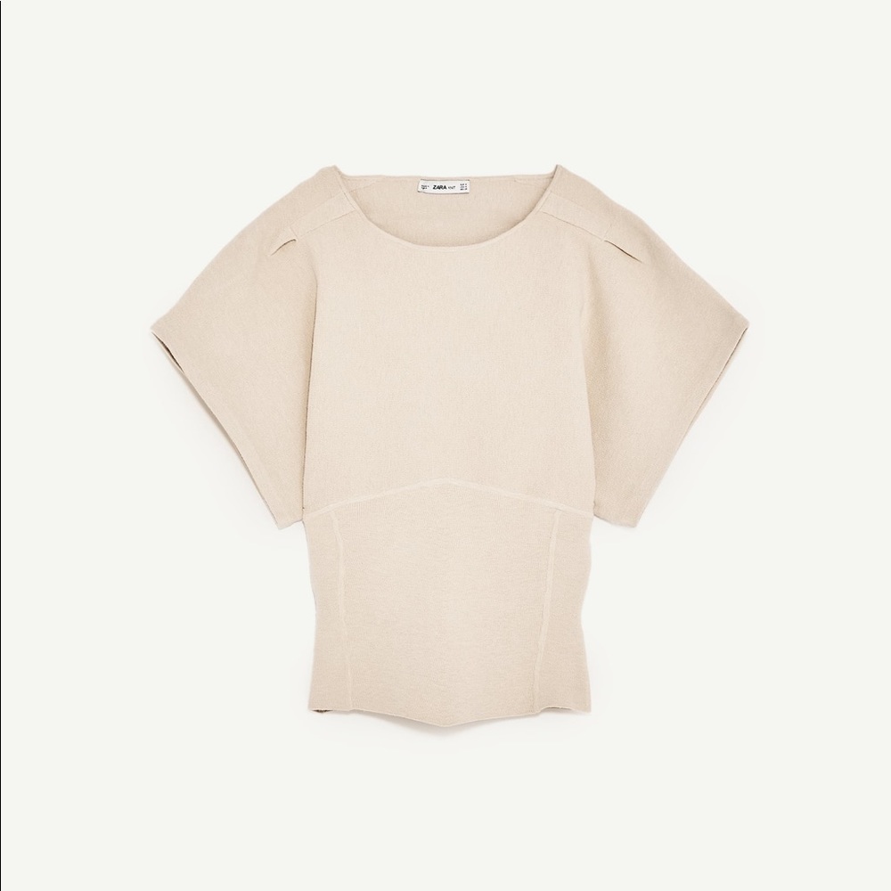 NWOT Zara Beige Corset Style Kimono Sleeve Sweater - Picture 6 of 8